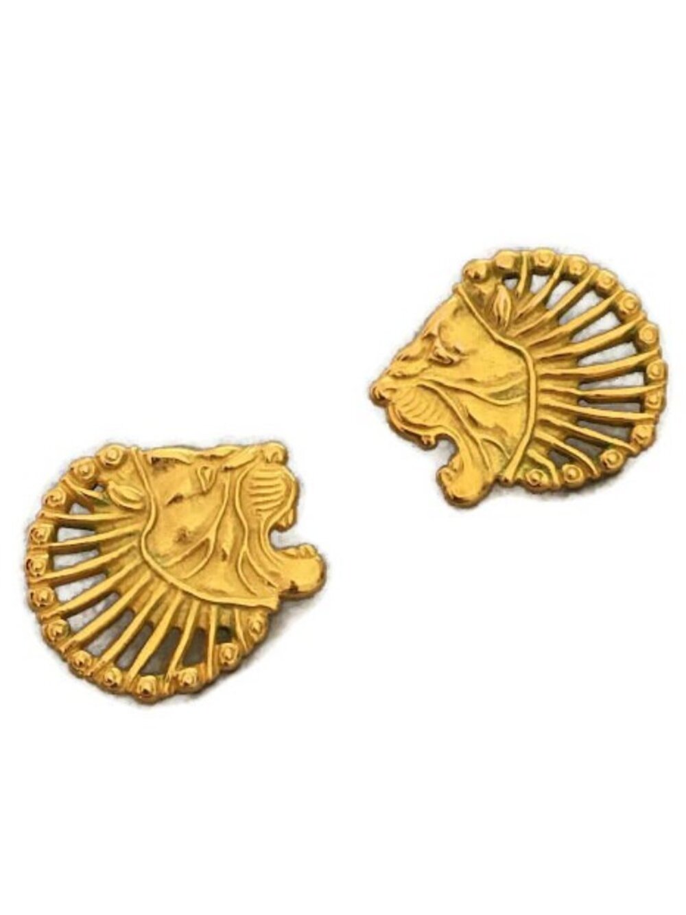 MMA Lion Head Earrings, Metropolitan Museum of Art, 24K GP, Vintage Museum